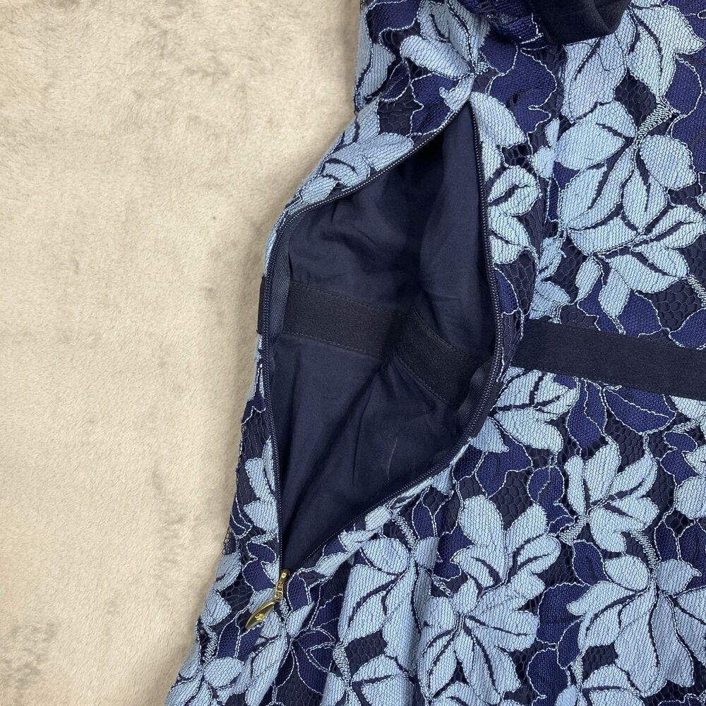 Draper James Floral Lace Dress Blue Fit & Flare Collared Preppy Womens 6 - Picture 10 of 15
